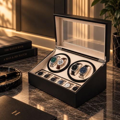 Coffret remontoir 4 montres et rangement 6 emplacements — Maison Horvane